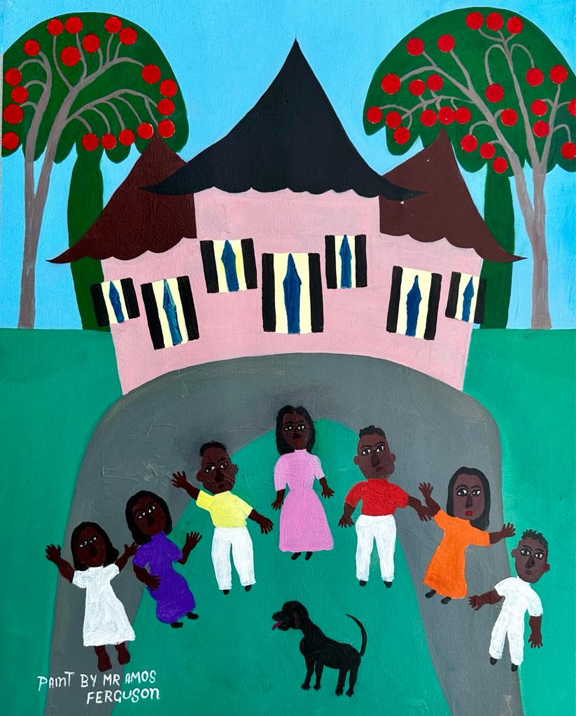 Amos Ferguson Bahamian 1920 - 1999( Listed / Oil on Canvas Painting) style of (1 of 3)