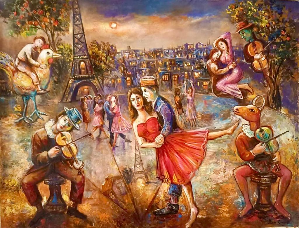 Marc Chagall Russian 1887 - 1985 ( Large/ Untitled Oil on Canvas Painting) (1 of 9)