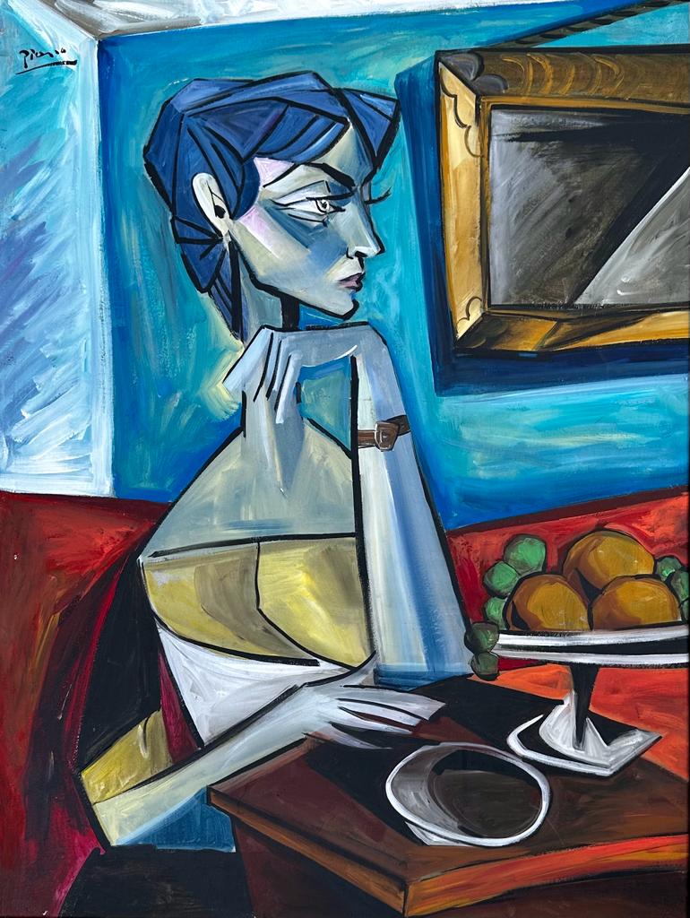 Pablo Picasso Spanish 1881 1973 (Large Oil on Canvas Painting) style of (1 of 5)