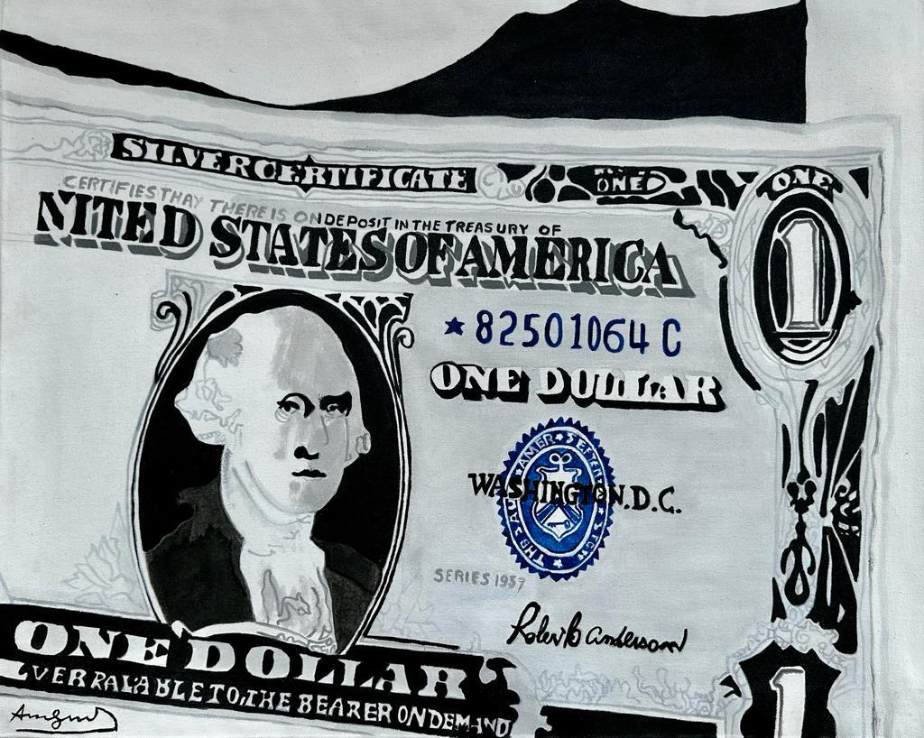 Andy Warhol American (  Dollar Bill / Acrylic on canvas Painting ) style of (1 of 4)