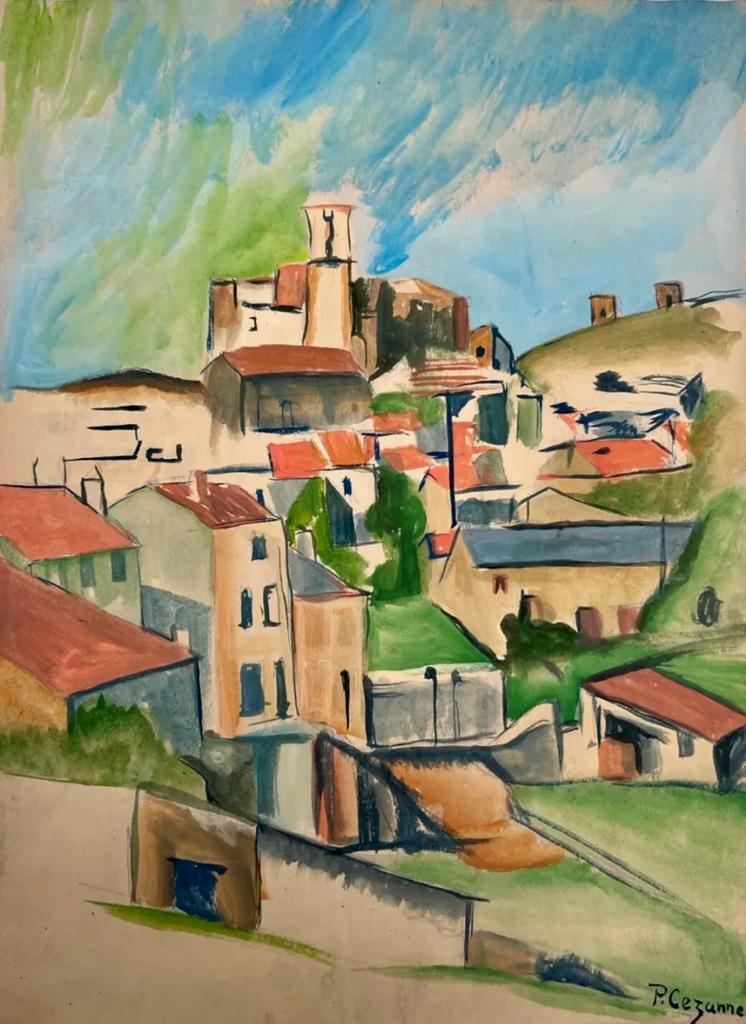 Paul Cezanne French 1839 - 1906 (Watercolor on paper Painting) style of (1 of 4)