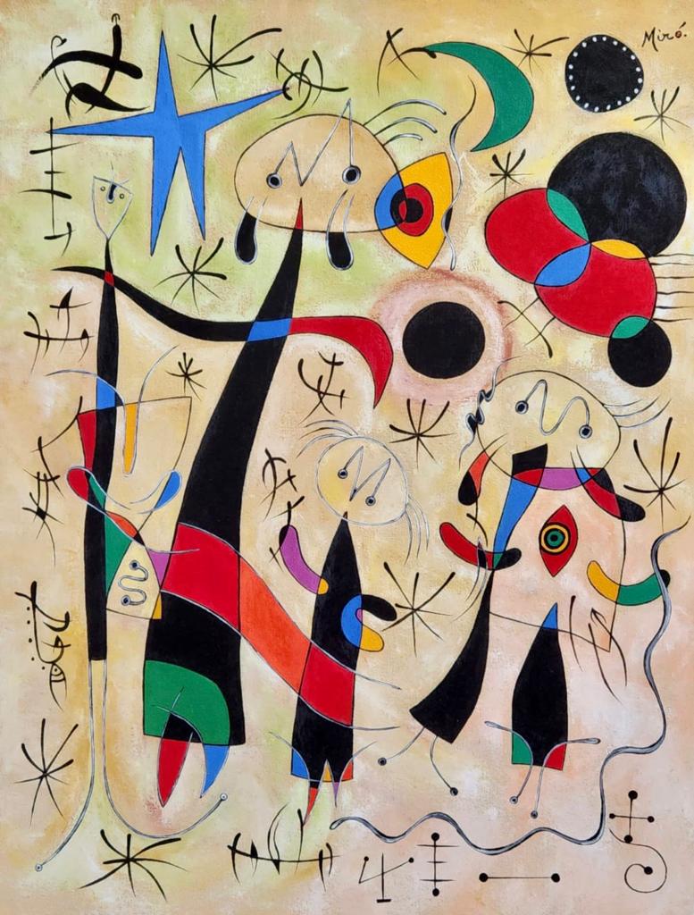 Joan Miro Spanish 1893 - 1983 ( Oil on Canvas Painting ) style of (1 of 3)