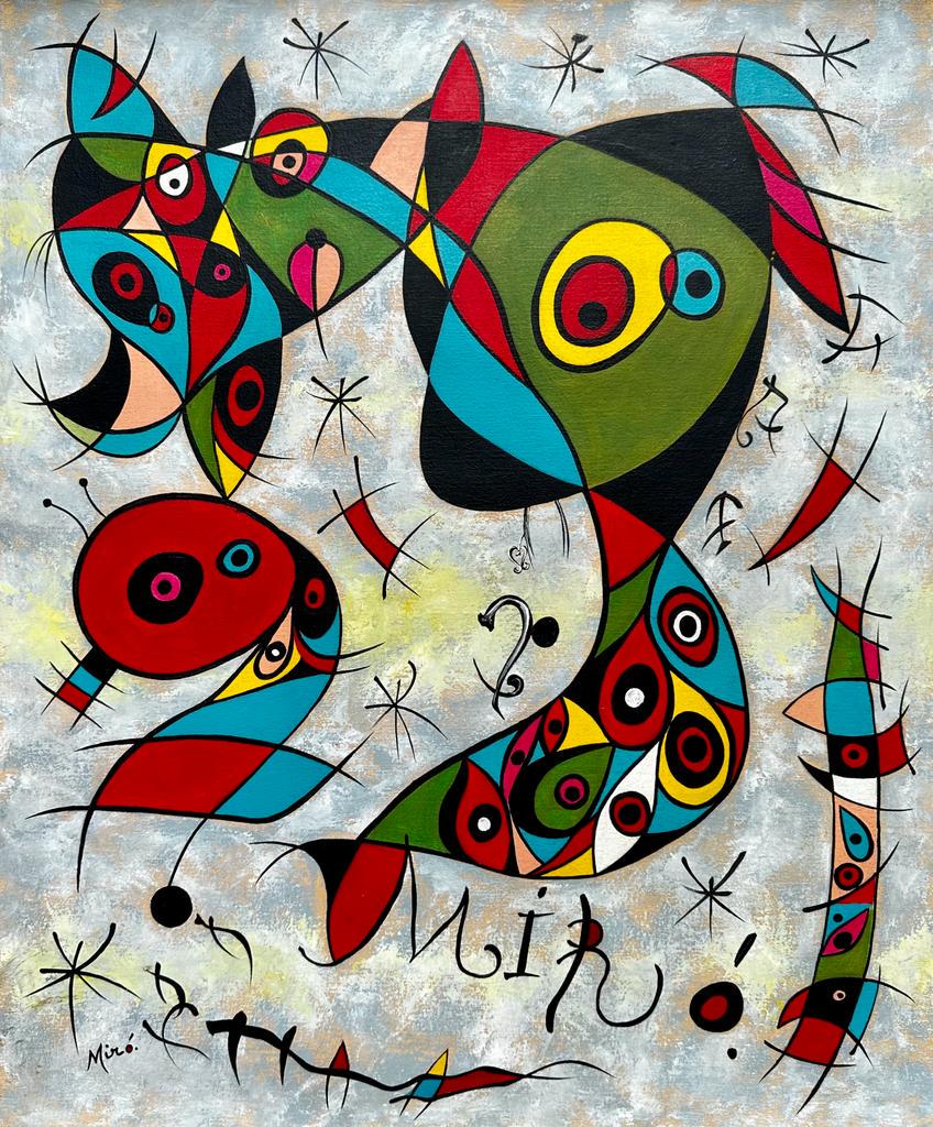 Joan Miro Spanish 1893 - 1983 ( Oil on Canvas Painting ) style of (1 of 3)