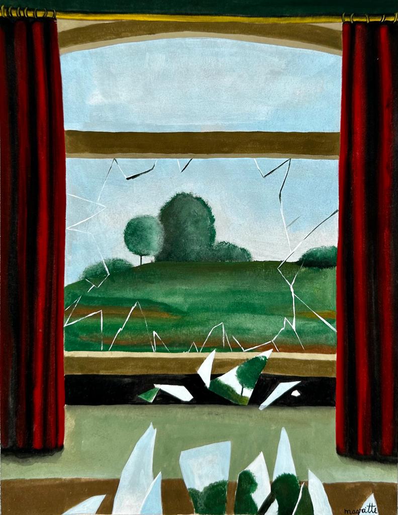 Rene Magritte Belgian 1898 - 1967 (Gouache on paper painting): Beautiful Surrealist Gouache Painting. Belgian Artist.Technique: Gouache on paper. Measures: 10 1/2 x 8 Inches. Provenance:Private Collection US Acquired in 1970 by family descent , Galerie Simon Pari