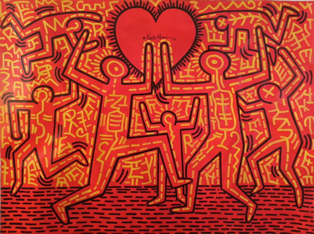 Keith Haring American 1958 - 1990 (Large / Untitled Acrylic on canvas Painting) (1 of 6)