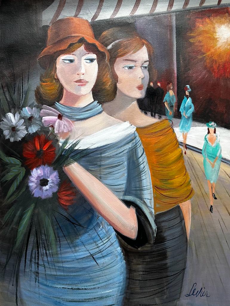 Charles Levier French 1920 - 2003( Oil on Canvas Painting ) style of: Beautiful Painting composition .Measures: 24 x 18 Inches.Technique: Oil on canvas Painting. Provenance: Private Collection Paris French. The work is framed. Live Between born in Corsica in 1920, in a