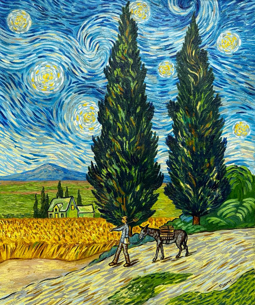 Vincent van Gogh Dutch 1853 - 1890 (Oil on Canvas painting) Style Of (1 of 3)