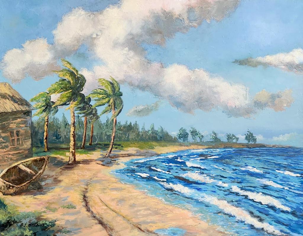 Albert Ernest (Beanie) Backus 1906 - 1990 ( Oil on Canvas Painting ) Florida Highwaymen (1 of 3)