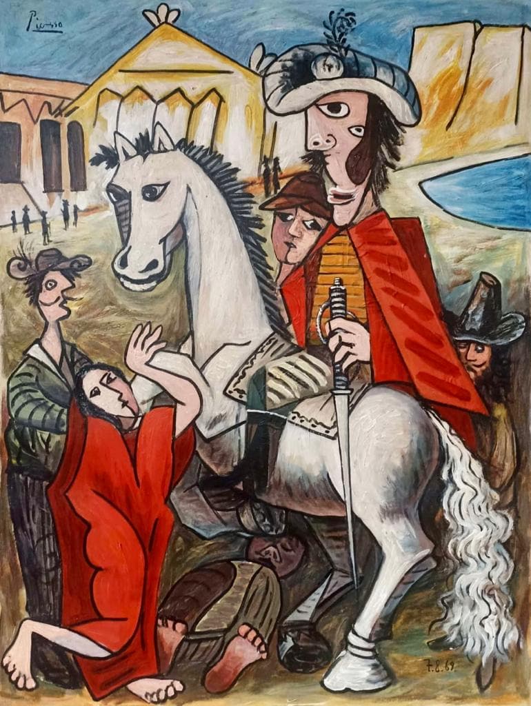 Pablo Picasso Spanish 1881 1973 (Large Oil on Canvas Painting) (1 of 4)