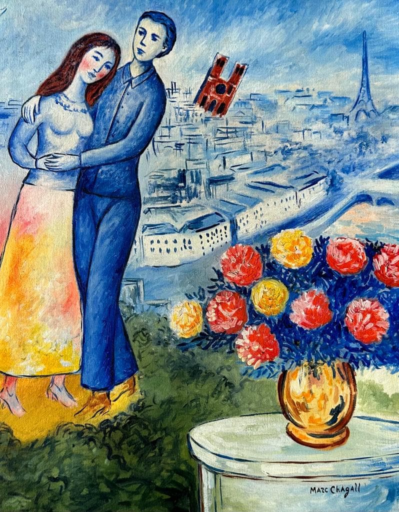 Marc Chagall Russian 1887 - 1985 ( Untitled Oil on Canvas Painting) style of (1 of 3)