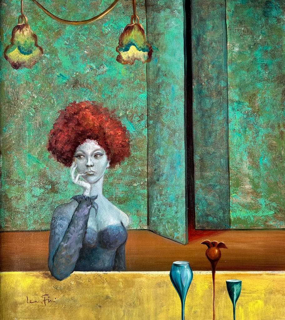 Leonor Fini Argentinean 1907 - 1996 (Oil on Canvas painting): Figurative Oil on canvas painting. Measures: 18 x 16 Inches. Provenance: Private collection Italy. The work is framed. Live between:(30 August 1907 18 January 1996) was an Argentinian-born Italian sur