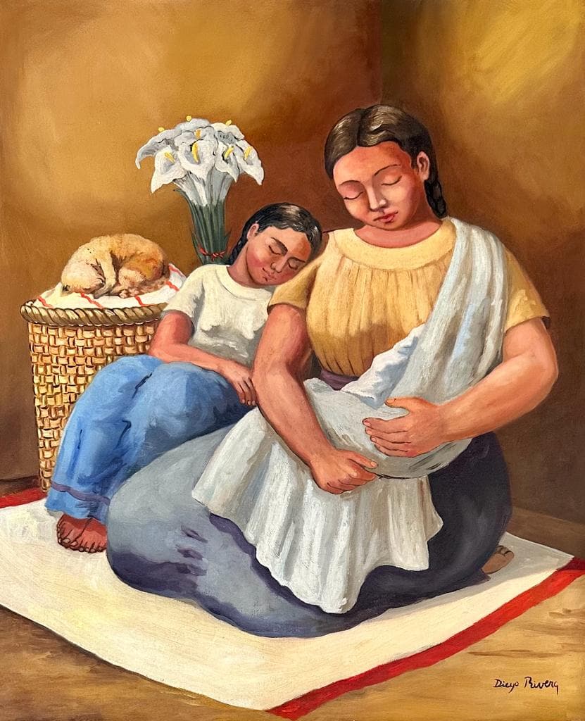 Diego Rivera Mexican 1886-1957 (Oil on canvas Painting): Technique: Oil on canvas painting. Measures: 20 x 16 Inches. Provenance:Private Collection Mexico, acquired directly from the artist. The Painting is framed. Lived between:December 8, 1886 - November