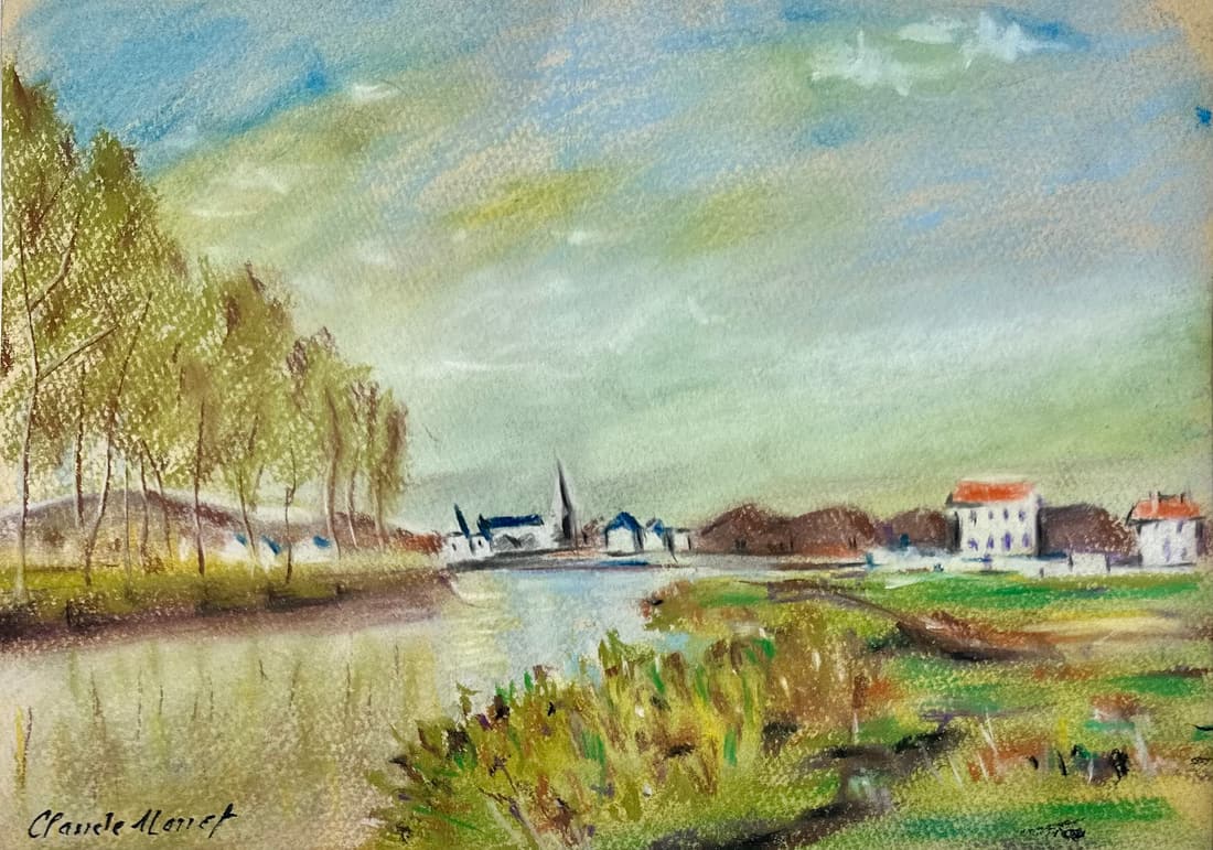 Claude Monet French 1840 - 1926 (Watercolor on paper Painting): Beautiful Figurative French Artist Painting. Measures: 8 1/2 x 11 1/2 Inches.Technique: Watercolor on Paper. Provenance: Private Collection USA , Anonymous sale Paria, Galeria Tornabuoni 1827 Stamp on