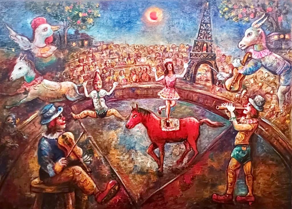 Marc Chagall Russian 1887 - 1985 ( Large / Untitled Oil on Canvas Painting) (1 of 6)