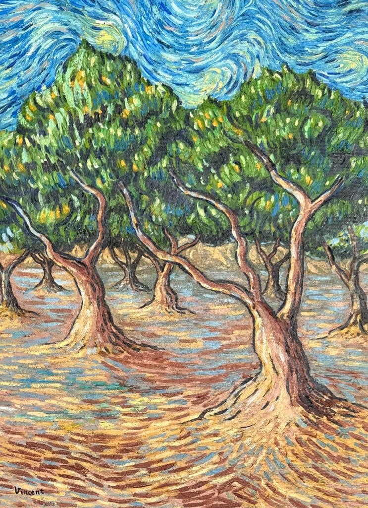 Vincent van Gogh Dutch 1853 - 1890 (Oil on Canvas painting) Style Of (1 of 4)