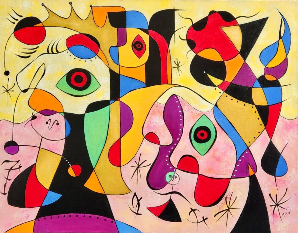 Joan Miro Spanish 1893 - 1983 ( Oil on Canvas Painting ) style of (1 of 4)