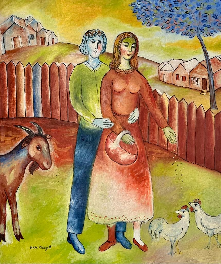 Marc Chagall Russian 1887 - 1985 ( Untitled Oil on Canvas Painting) style of (1 of 3)