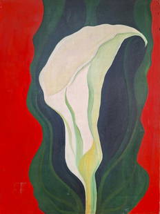 Georgia O'Keeffe American 1887 - 1986 ( Untitled Oil on Canvas Painting ): Beautiful Abstract Painting from American Artist .Measures: 30 x 24 Inches.Technique: Oil on Canvas Painting. Provenance: Private Collection New York Acquired Directly from the artist. The work is