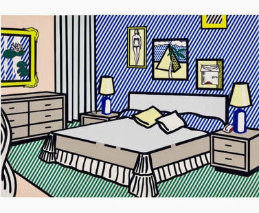 Roy Lichtenstein American 1923-1997 (Acrilic on canvas painting): Beautiful Pop Art Era Painting. Measures:23 x 31 Inches.Technique: Acrilic on canvas Painting.Provenance: Private collection New York . The work is framed. Live between: October 27, 1923 – Sept