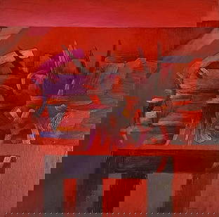 Fernando de Szyszlo Peruvian 1925 - 2018 (Oil on Canvas Painting): Beautiful Abstract red Color painting from Peruvian Artist Fernando De Szyszlo. Measures: 30 x 30 Inches.Technique:Oil on canvas. Provenance: Private Collection USA. Purchased in New York 2012 acquire