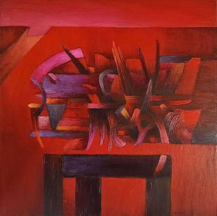 Fernando de Szyszlo Peruvian 1925 - 2018 (Oil on Canvas Painting): Beautiful Abstract red Color painting from Peruvian Artist Fernando De Szyszlo. Measures: 30 x 30 Inches.Technique:Oil on canvas. Provenance: Private Collection USA. Purchased in New York 2012