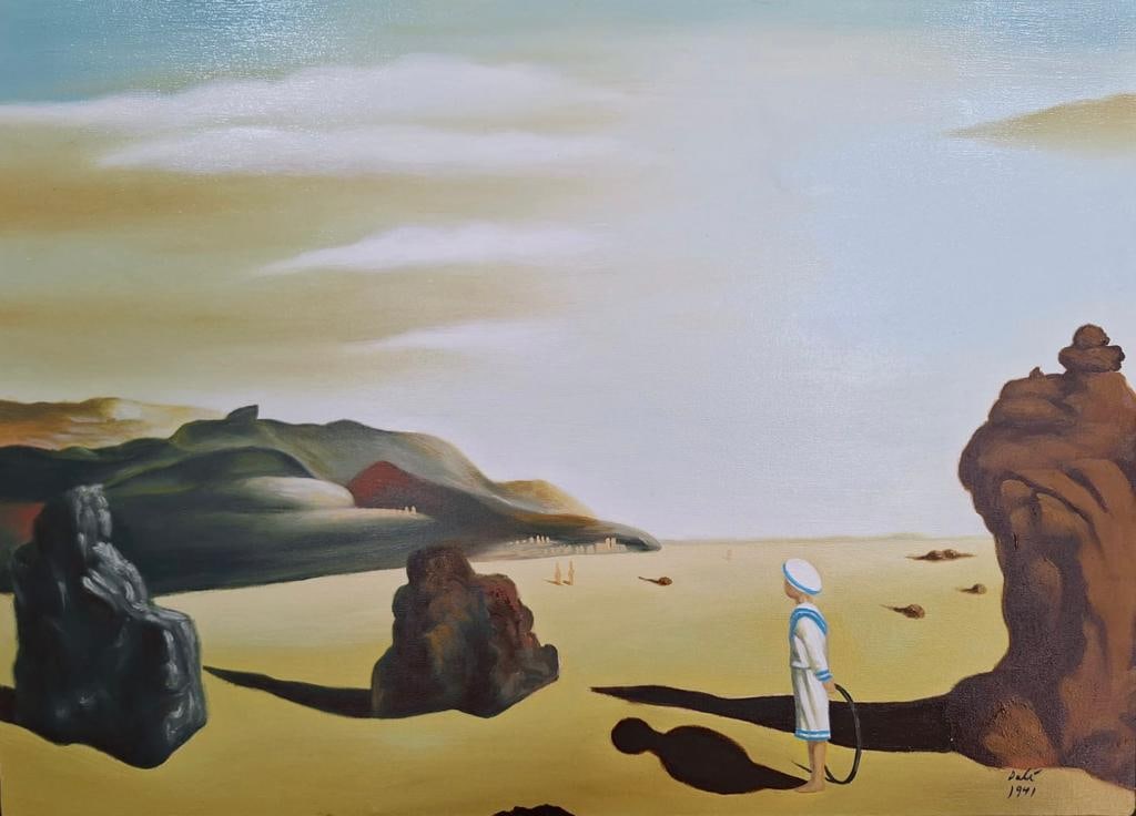 Salvador Dali Spanish 1904 - 1989 ( Untitled Oil on Canvas Painting ) (1 of 4)