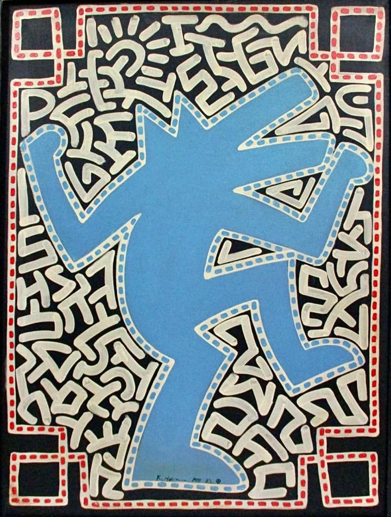 Keith Haring American 1958 - 1990 ( Acrylic on canvas Painting) (1 of 4)