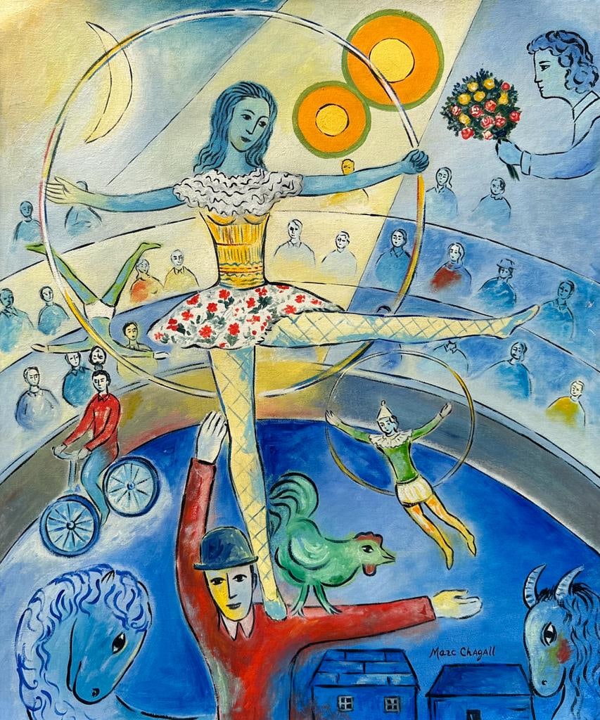 Marc Chagall Russian 1887 - 1985 ( Untitled Oil on Canvas Painting) style of (1 of 3)