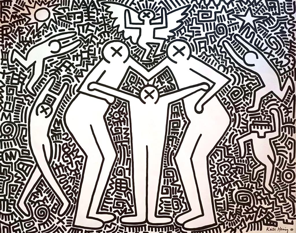 Keith Haring American 1958 - 1990 ( Large Acrylic on canvas Painting) (1 of 4)