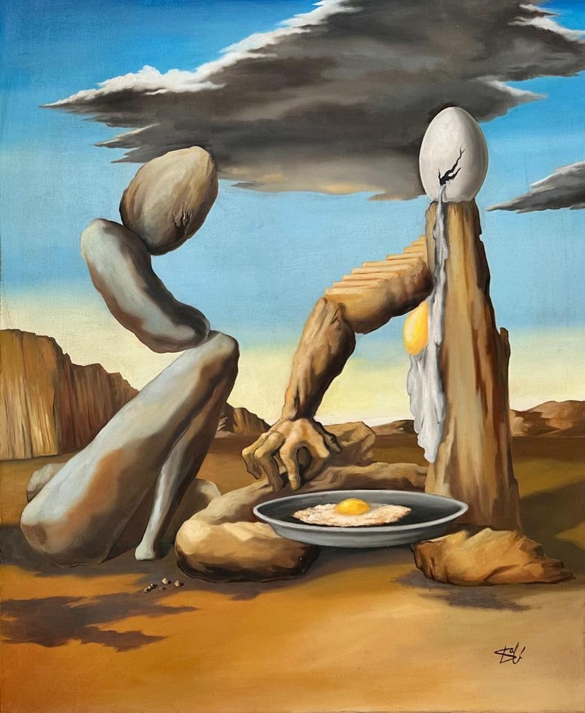 Salvador Dali Spanish 1904 - 1989 ( untitled Oil on Canvas Painting ) style of: Unique Oil on canvas painting. Technique: Oil on canvas. Measures: 24 x 20 Inches. Provenance: Private collection New York, Paris 1983. The Painting is framed. Lived between (11 May 1904 23 January 19