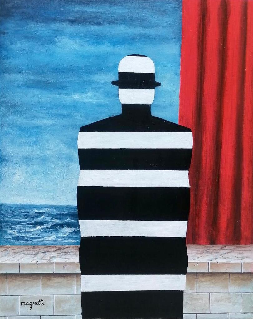 Rene Magritte Belgian 1898 - 1967 (Untitled Oil on Canvas Painting): Amazing Surrealist Oil on Canvas Painting. Belgian Artist.Technique: Oil on Canvas. Measures: 30 x 24 Inches. Provenance:Private Collection Belgian Acquired in 1969, The painting is framed.Lived betwe