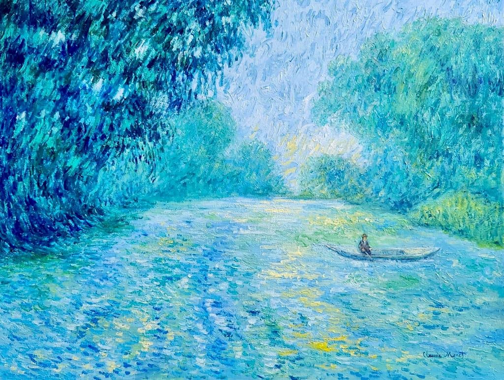 Claude Monet French 1840 - 1926 (Oil on canvas Painting) style of: Beautiful French Painting. Measures: 26 x 20 Inches.Technique: Oil on canvas. Provenance: Private Collection French Acquired by family descent. The work is framed. Live between:14 November 1840 5 Dece