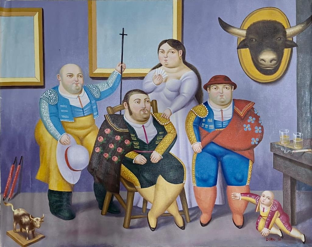 Fernando Botero Colombian 1932-2023 (Oil on Canvas painting): Beautiful Figurative Painting. Measures: 31 x 39 Inches.Technique:Oil on canvas Painting.Provenance: Private collection France then New York , Galerie Louis Carre France stamp on the back. The work is