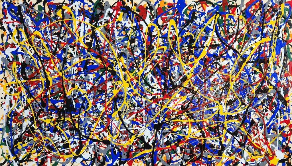 Jacksom Pollock American ( Large Oil on canvas Painting ) style of (1 of 4)