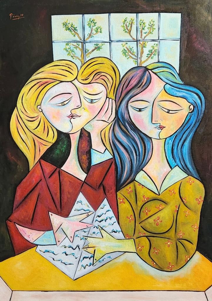 Pablo Picasso Spanish 1881 1973 ( untitled Oil on Canvas Painting) style of (1 of 5)