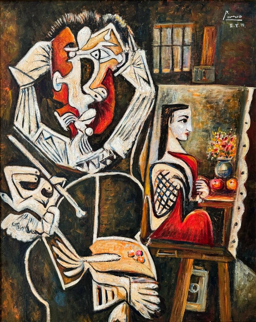 Pablo Picasso Spanish 1881 1973 (Large Oil on Canvas Painting) (1 of 6)