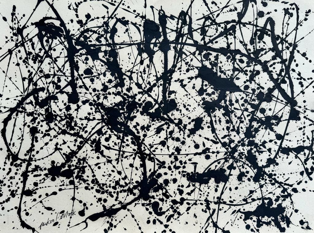 Jackson Pollock American ( Oil on paper Painting ) style of (1 of 3)