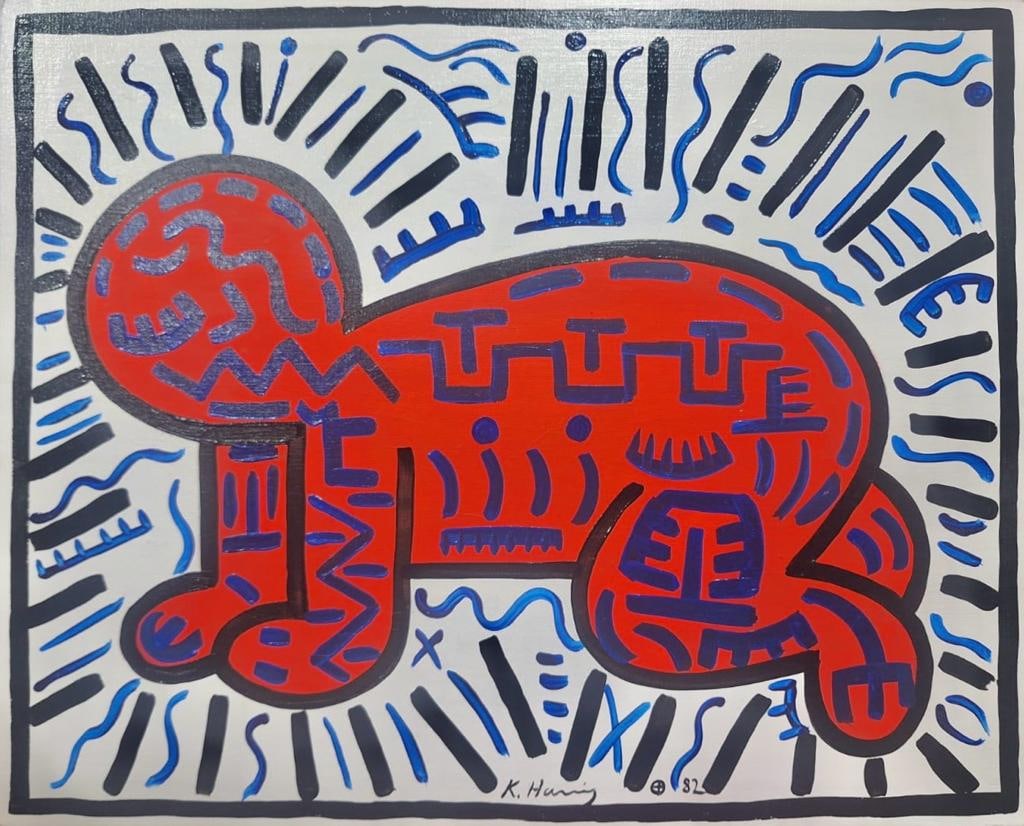 Keith Haring American 1958 - 1990 ( Acrylic on canvas Painting) (1 of 6)