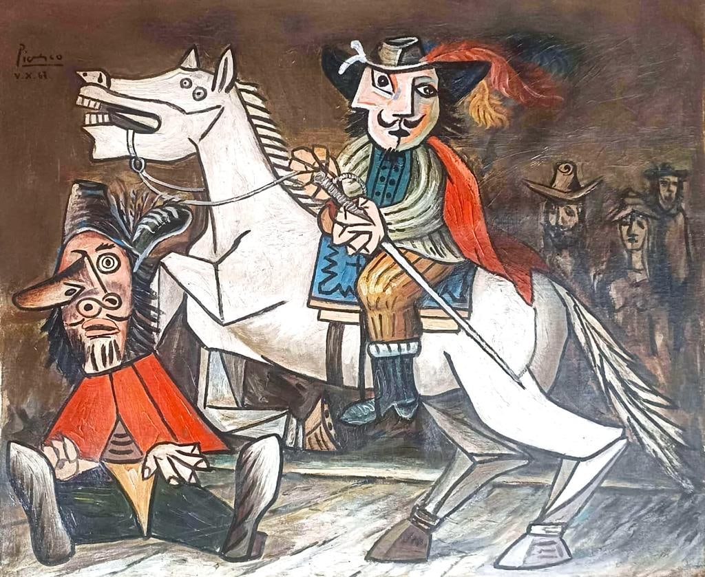 Pablo Picasso Spanish 1881 1973 (Oil on Canvas Painting): Large and Amazing Oil on Canvas Painting. Measures: 28 x 33 Inches. Provenance: Private collection France acquired by descent 1979. .Technique: Oil on Canvas Painting .The painting is framed. Lived be