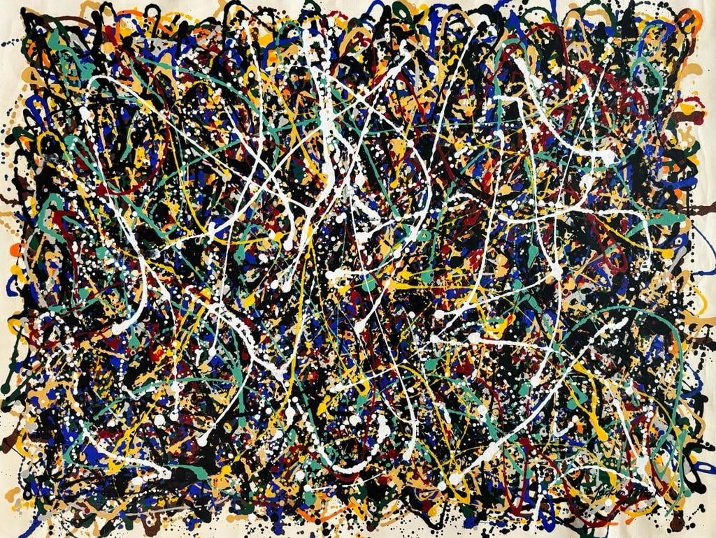 Jackson Pollock American ( Large Oil on canvas Painting ) style of (1 of 5)
