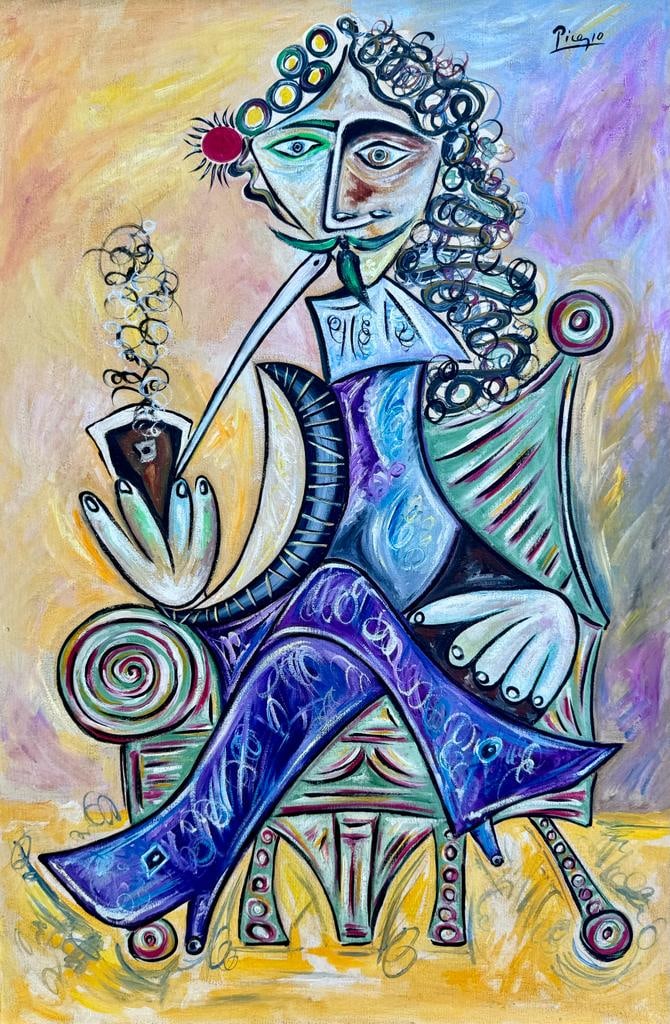 Pablo Picasso Spanish 1881 1973 (Oil on Canvas Painting) style of (1 of 4)