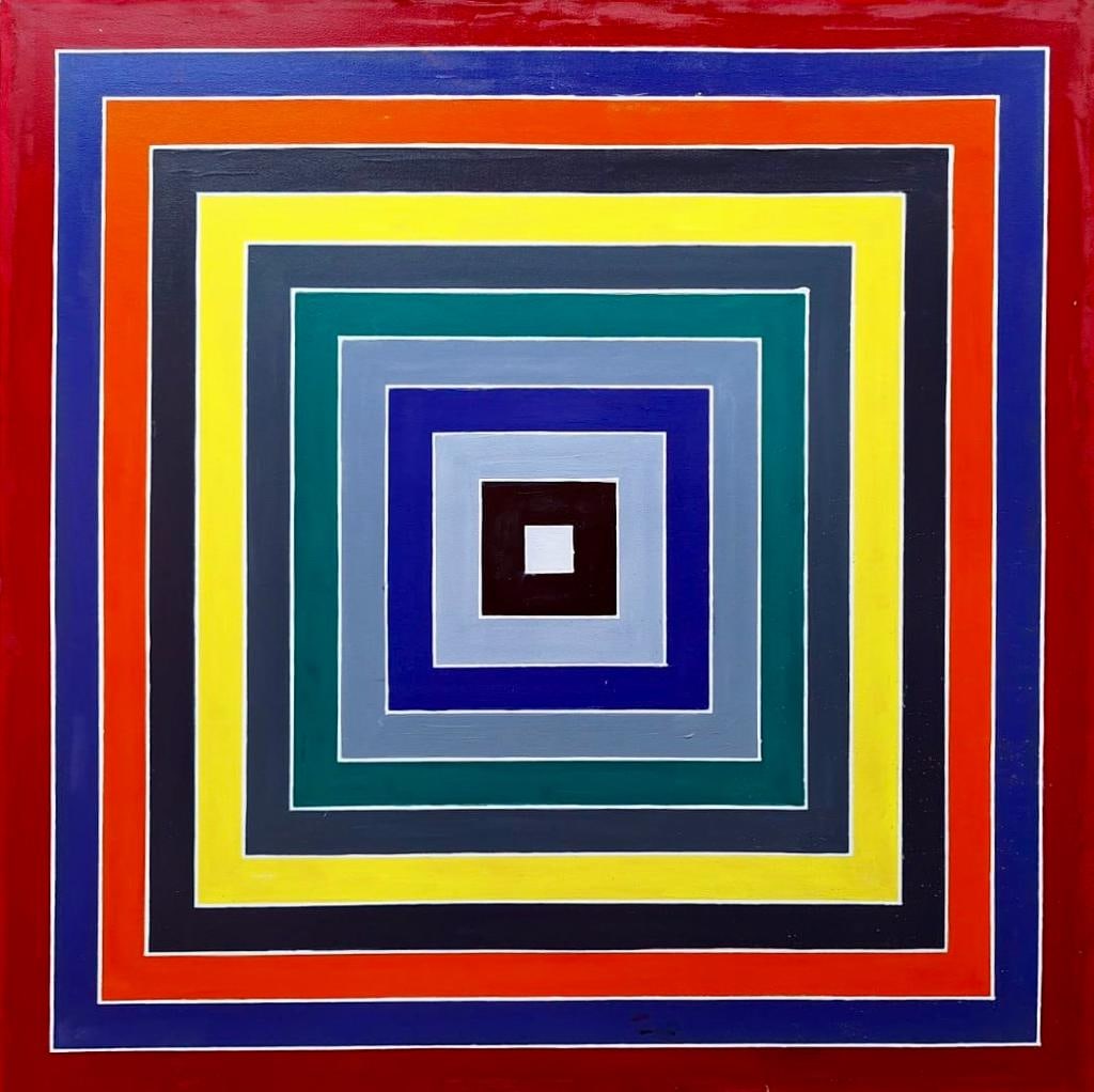 Frank Stella American B.1936 (Untitled Oil on Canvas Painting ) (1 of 5)