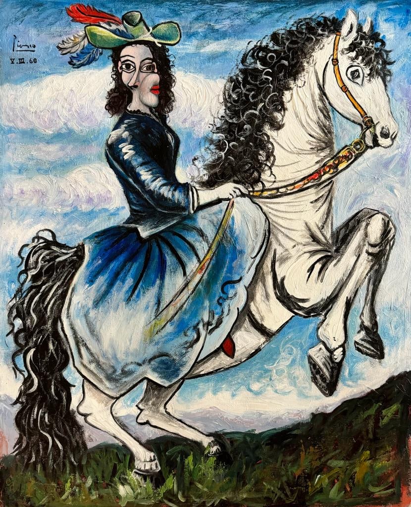 Pablo Picasso Spanish 1881 1973 (Large Oil on Canvas Painting) (1 of 11)