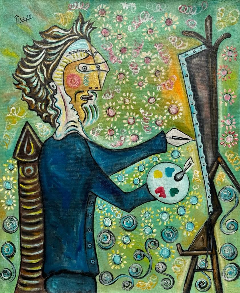 Pablo Picasso Spanish 1881 1973 (Oil on Canvas Painting) Style of (1 of 5)