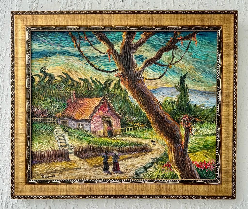 Vincent van Gogh Dutch (Vroumen Lopen / Oil on Canvas painting) Style Of (1 of 6)