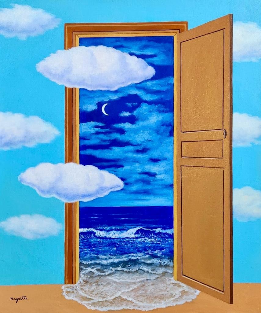 Rene Magritte Belgian 1898 - 1967 Untitled Oil on Canvas Painting COA Dali Miro Chirico Era: A captivating surrealist oil on canvas painting created by a Belgian artist, employing the oil on canvas technique. The dimensions of this remarkable piece are 24 x 20 inches, and it boasts an intrigu