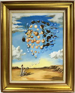 Salvador Dali Spanish 1904 - 1989 Oil on Canvas Painting COA Magritte Ernst De Chirico Era: An exceptional oil on canvas painting, showcasing unique qualities with dimensions measuring 26 x 20 inches. Executed with the oil on canvas technique, this artwork comes with a distinguished provenan