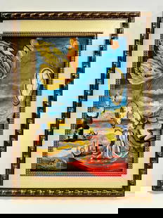 Salvador Dali Spanish 1904 - 1989 Oil on Canvas Painting COA Magritte Ernst De Chirico Era: Description: A distinctive oil on canvas painting, featuring dimensions of 23 x 15 inches and executed with the oil on canvas technique. This unique artwork has a notable provenance, originating from