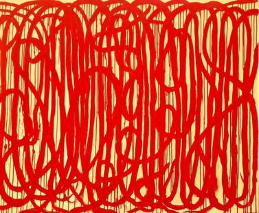 Cy Twombly American 1928-2011 Large Acrylic on canvas painting Basquiat Pollock Haring Era.: A magnificent large minimalist painting on canvas, boasting dimensions of 59 x 78 inches. The verso of the canvas reveals a hand impression and dating, showcasing the unique characteristics of this pi