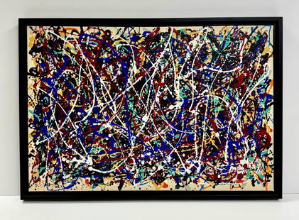 Jacksom Pollock American Oil on canvas Painting Appraisal Rothko Kline Era.: A stunning American Abstract Expressionist hand-painted artwork, measuring 18 x 25 inches. This piece comes from a Private Collection in New York, acquired by descent, Executed with the oil on canvas